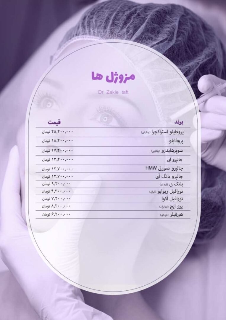تعرفه تزریق مزوژل در مطب دکتر تفت