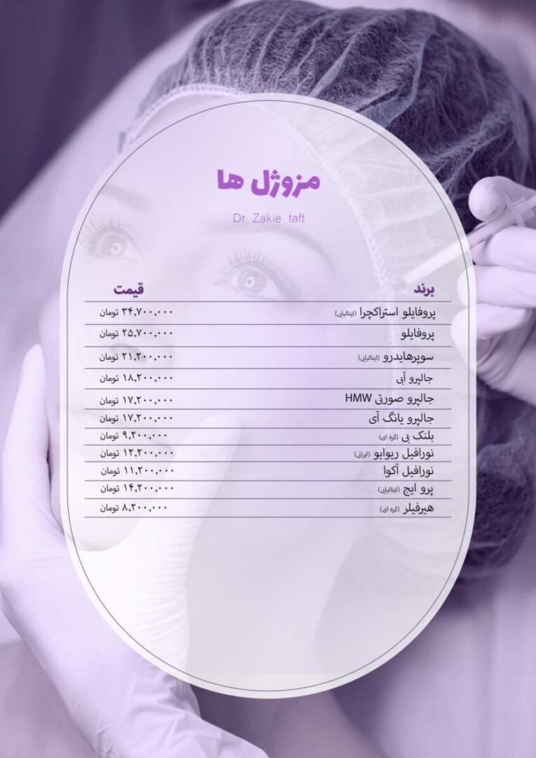 تعرفه تزریق مزوژل در مطب دکتر تفت