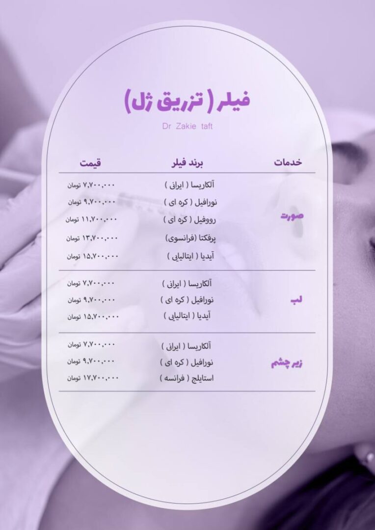 تعرفه تزریق فیلر در مطب دکتر تفت